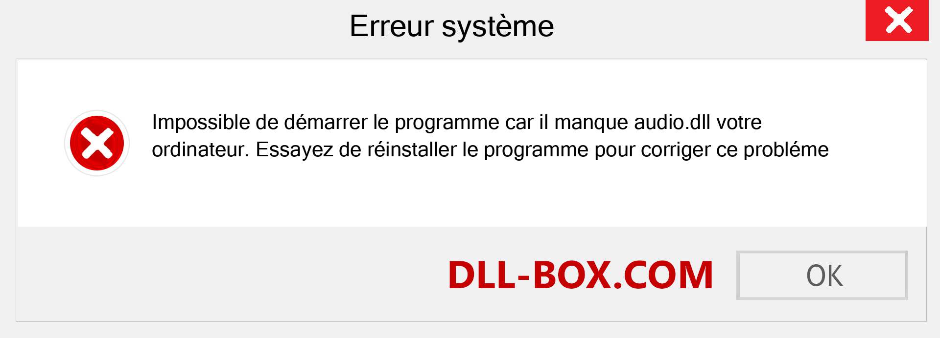 Le fichier audio.dll est manquant ?. Télécharger pour Windows 7, 8, 10 - Correction de l'erreur manquante audio dll sur Windows, photos, images